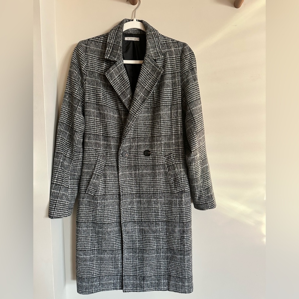 Black & White Plaid Coat